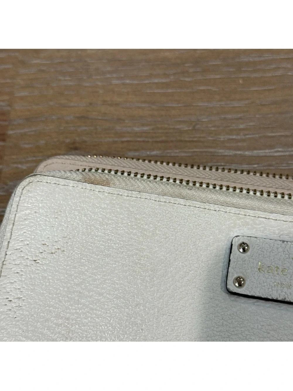 KATE SPADE beige leather zip around large continental wallet